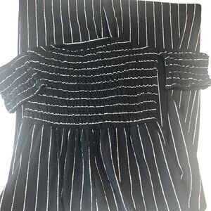 Altar'd Stat Black and White Off the Shoulder Wide Leg Jumpsuit Size Medium
